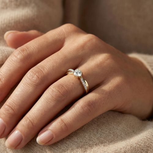 Bague femme Solitaire EDORA Vermeil jaune et oxydes EDOV610005ZB