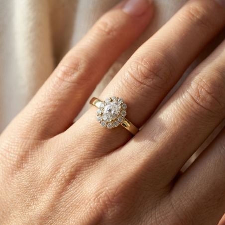 Bague femme entourage EDORA Vermeil jaune et oxydes EDOV610025ZB