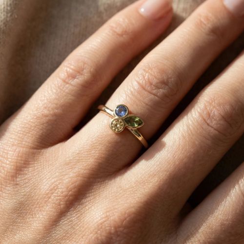 Bague Femme EDORA PLAQUE OR et Oxydes Multi-couleurs
