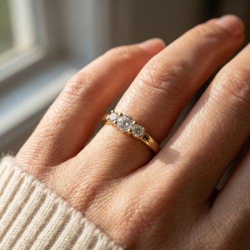 Bague Femme Trilogie PLAQUE OR Jaune et Oxydes