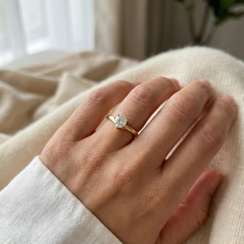 Bague Femme Solitaire PLAQUE OR Jaune et Oxyde