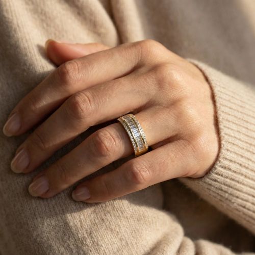 bague femme empierrée EDORA PLAQUE OR et oxydes