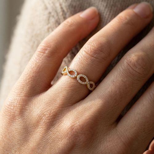 bague femme signes infini EDORA PLAQUE OR et oxydes