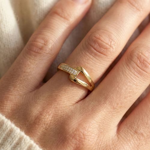 bague femme fantaisie EDORA PLAQUE OR et oxydes