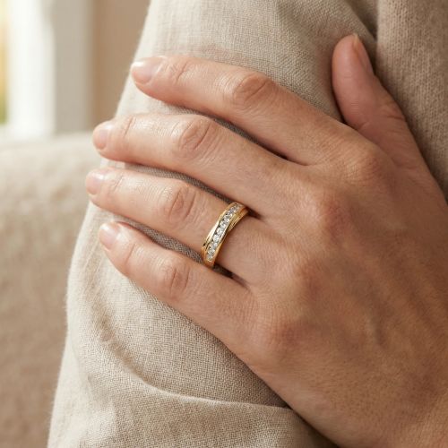 bague femme rail EDORA PLAQUE OR et oxydes