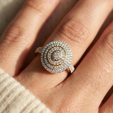 bague femme empierrée EDORA PLAQUE OR et oxydes