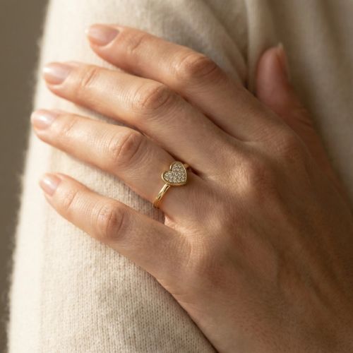 Bague Femme Cœur EDORA Plaqué Or et Oxydes EDO66100021