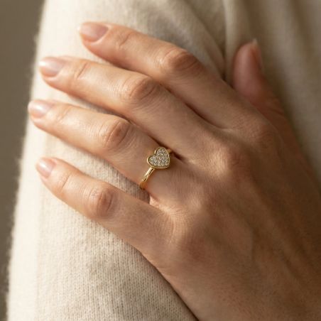 Bague Femme Cœur EDORA Plaqué Or et Oxydes EDO66100021