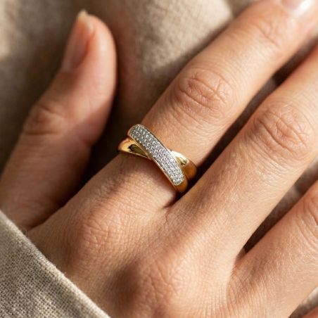 Bague Femme Pavage EDORA Plaqué Or et Oxydes EDO76100015