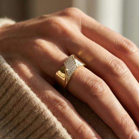 bague femme noeud EDORA PLAQUE OR et oxydes