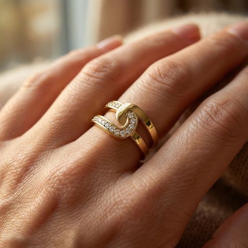 bague femme entrelacée EDORA PLAQUE OR et oxydes