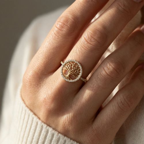 Bague femme arbre de vie EDORA plaqué or et oxydes EDO76100349