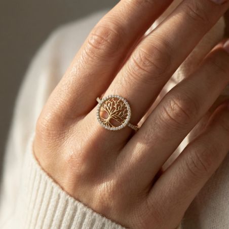 Bague femme arbre de vie EDORA plaqué or et oxydes EDO76100349