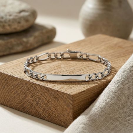 Bracelet mixte gourmette edora argent 925/1000 argenté maille figaro edo73200418 – gourmettes bébé or