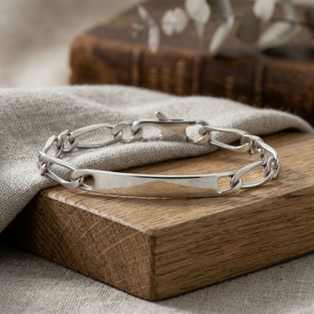 Bracelet mixte gourmette edora argent 925/1000 argenté maille figaro edo73100618 – gourmettes bébé or