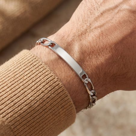 Bracelet Mixte Gourmette EDORA ARGENT 925/1000 Argenté Maille Figaro EDO73100618