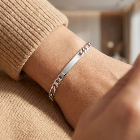 Bracelet Mixte Gourmette ARGENT 925/1000 Argenté Maille Figaro EDO73100418