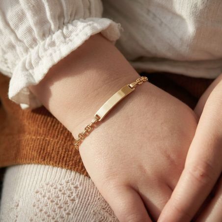 Bracelet Bébé Gourmette OR 375/1000 Jaune Maille Marine EDON9624