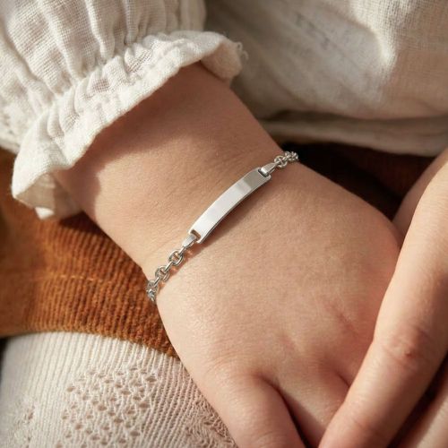 Bracelet Bébé Gourmette OR 375/1000 Blanc Maille Marine EDON9624G