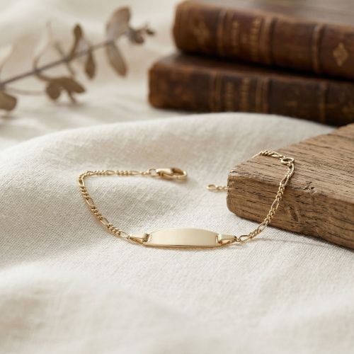 Bracelet Bébé Gourmette EDORA OR 375/1000 Jaune Maille Figaro EDON8948