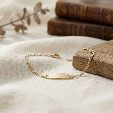 Bracelet Bébé Gourmette EDORA OR 375/1000 Jaune Maille Figaro EDON8948