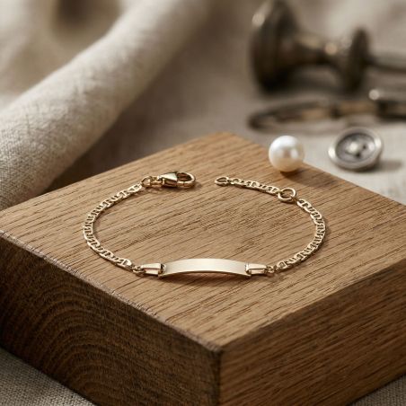 Bracelet bébé gourmette edora or 375/1000 jaune maille marine edon9457 – gourmettes bébé or