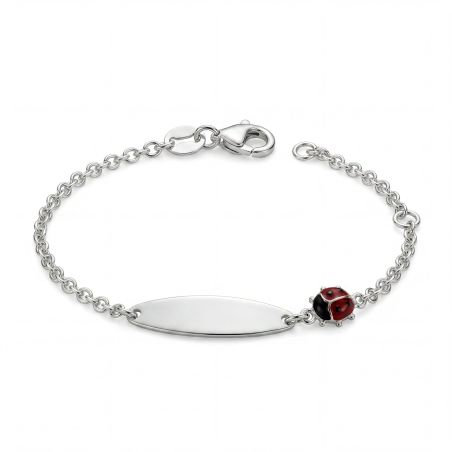 Bracelet bébé gourmette coccinelle edora argent 925/1000 maille jaseron edoc2535 – gourmettes bébé or