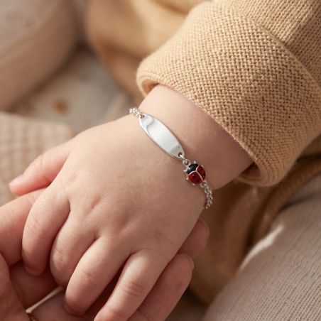 Bracelet Bébé Gourmette Coccinelle EDORA ARGENT 925/1000 Maille Jaseron EDOC2535
