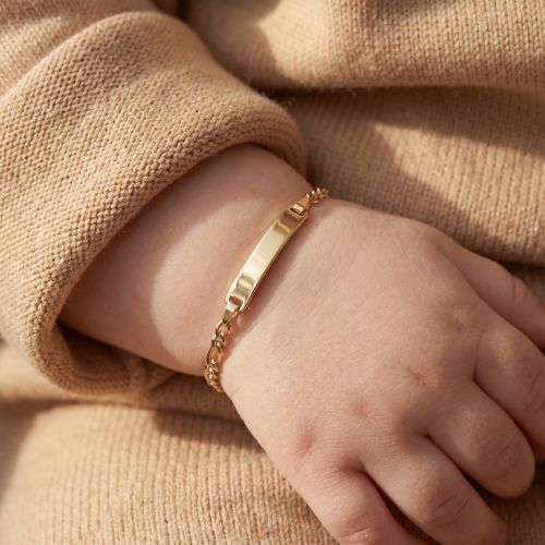 Bracelet Bébé Gourmette EDORA OR375/1000 Jaune Maille Figaro EDON8949