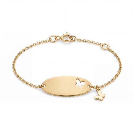 Bracelet bébé gourmette papillon or 375/1000 jaune maille jaseron edo9fr35bbd2-14 – gourmettes bébé or