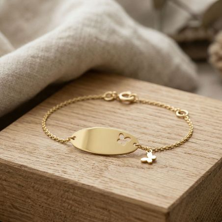 Bracelet bébé gourmette papillon or 375/1000 jaune maille jaseron edo9fr35bbd2-14 – gourmettes bébé or