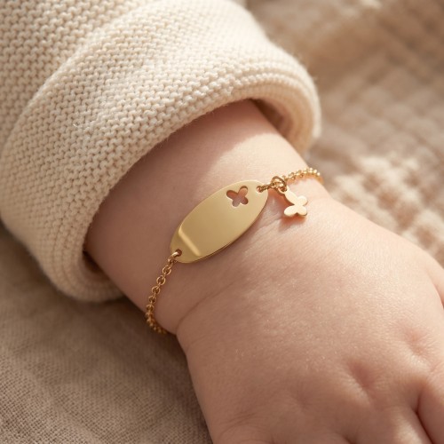 Bracelet Bébé Gourmette Papillon OR 375/1000 Jaune Maille Jaseron EDO9FR35BBD2-14