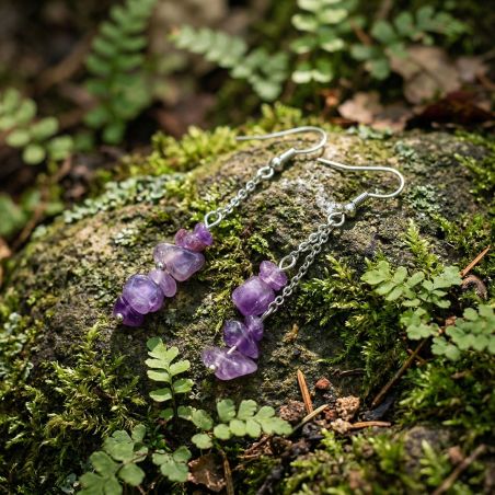 Boucles d'Oreilles Femme Pendantes EDORA Collection TERRA NATA Usha Améthyste Brésil EDO3701459081950