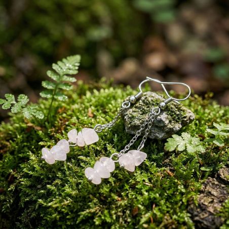 Boucles d'Oreilles Femme Pendantes EDORA Collection TERRA NATA Elma Quartz Rose Brésil EDO3701459081981