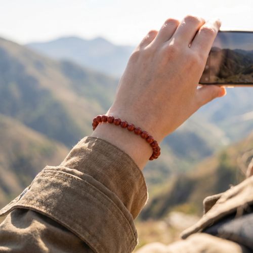 Bracelet Boules EDORA Collection TERRA NATA Rama Jaspe rouge Brésil 6 mm EDO3701459009459