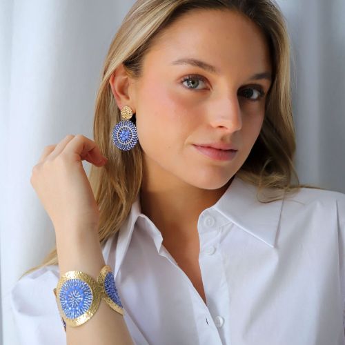 Boucles d'oreilles femme pendantes SÀNTIBÉ Baby Espagnola Bleu BABY ESP-BLEU-BO