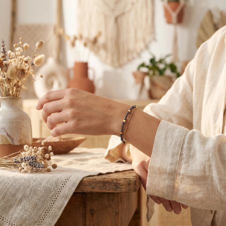 Bracelet femme SÀNTIBÉ Divine 1 Tour carré DIV1 CAR-GRIS-BRA