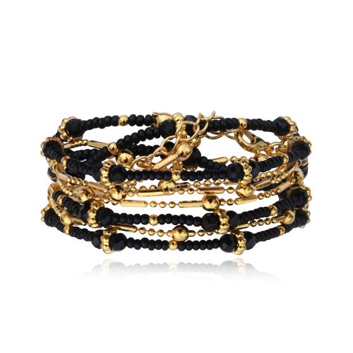 Bracelet femme SÀNTIBÉ Divine 3 tours Couronne noir DIV3 COU-NOIR-BRA