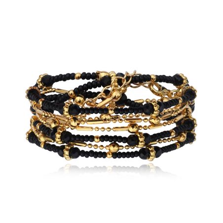 Bracelet femme sàntibé divine 3 tours couronne noir div3 cou-noir-bra – bracelets laiton