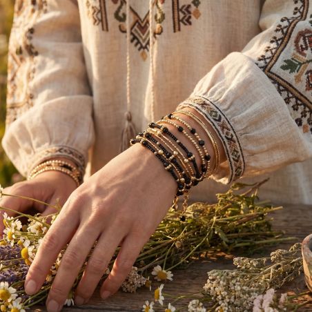 Bracelet femme SÀNTIBÉ Divine 3 tours Couronne noir DIV3 COU-NOIR-BRA