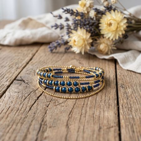 Bracelet femme SÀNTIBÉ Divine 3 tours Disque gris DIV3 DIS-GRIS-BRA