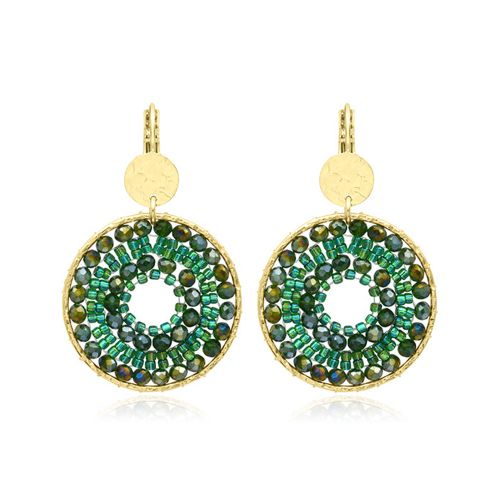 Boucles d'oreilles femme pendantes SÀNTIBÉ Maxi Paradis vert oasis MAXI PAR-OASI-BO