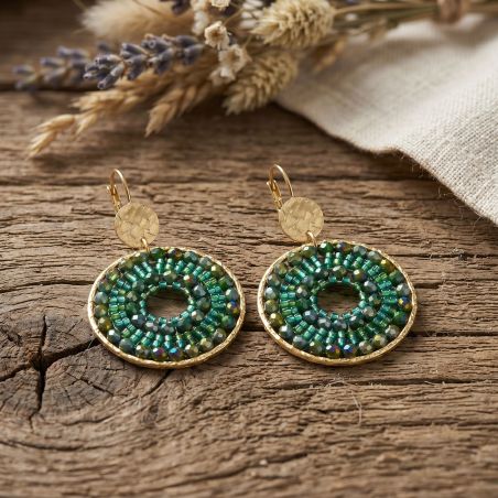 Boucles d'oreilles femme pendantes sàntibé maxi paradis vert oasis maxi par-oasi-bo – boucles d'oreilles bohème chic