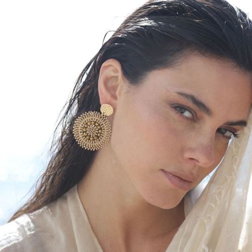 Boucles d'oreilles femme pendantes SÀNTIBÉ Mini Espagnola Champagne MINI ESP-CHAM-BO