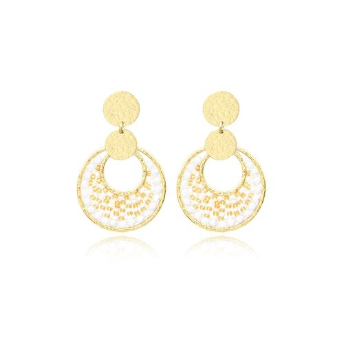 Boucles d'oreilles femme pendantes SÀNTIBÉ Mini Luna Blanc Doré MINI LUN-BLAN-BO-2