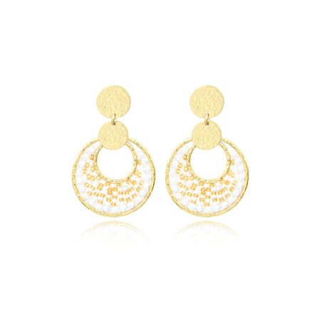 Boucles d'oreilles femme pendantes sàntibé mini luna blanc doré mini lun-blan-bo-2 – boucles d'oreilles bohème chic