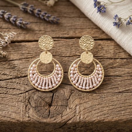 Boucles d'oreilles femme pendantes sàntibé mini luna sable mini lun-sabl-bo – boucles d'oreilles bohème chic