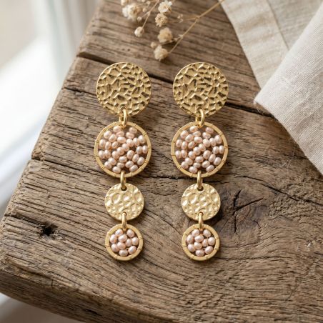 Boucles d'oreilles femme pendantes SÀNTIBÉ Mini Lupin sable MINI LUP-SABL-BO