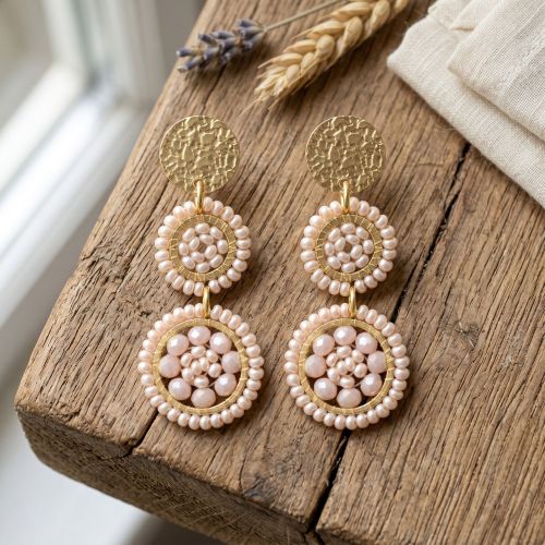 Boucles d'oreilles femme pendantes SÀNTIBÉ Mini Mila sable MINI MIL-SABL-BO