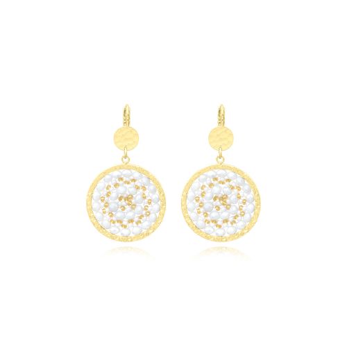 Boucles d'oreilles femme pendantes SÀNTIBÉ Mini Solène blanc Blanc Doré MINI SOL-BLAN-BO-2